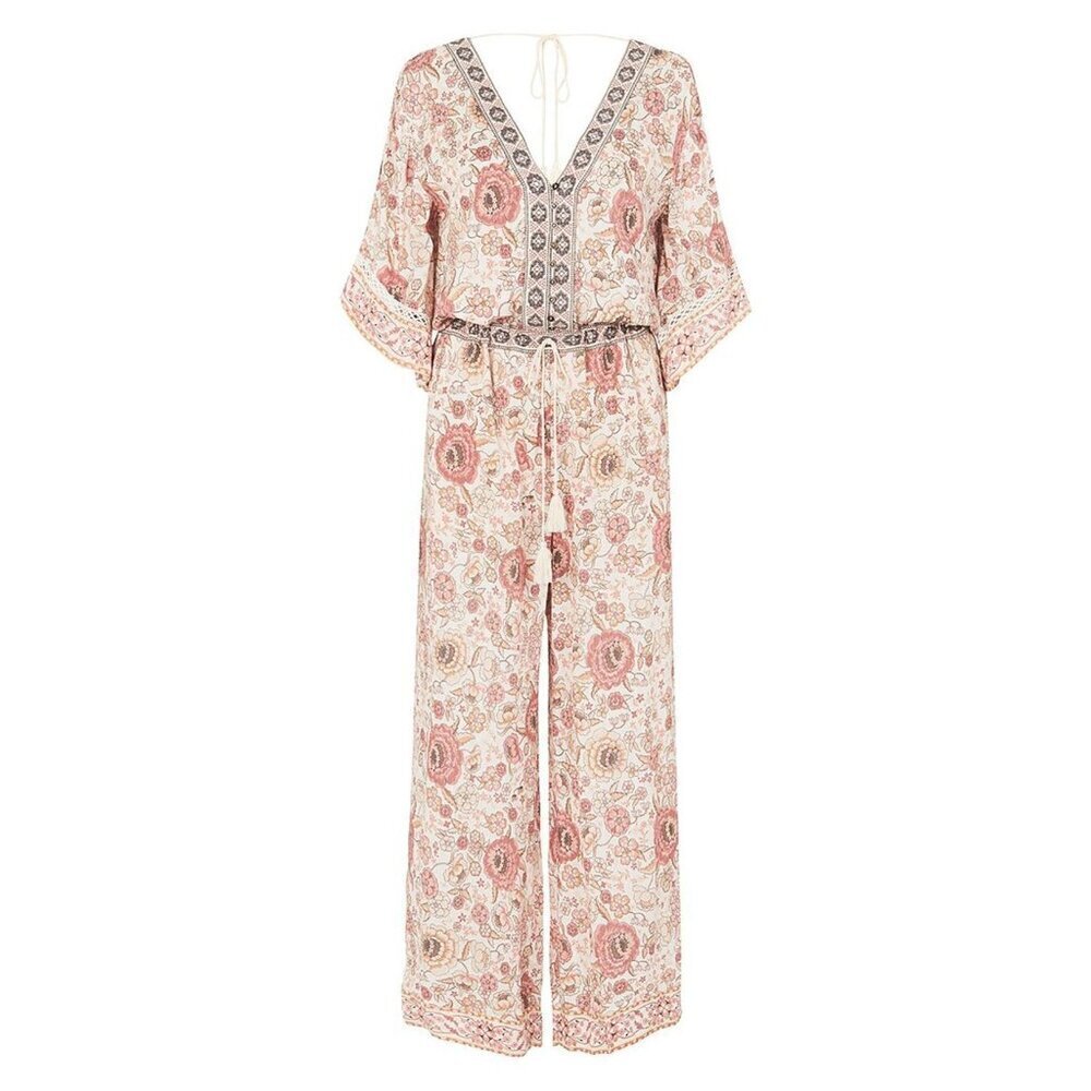Spell Zahara Floral Pantsuit Jumpsuit Pink Cream Metallic Boho Festival S - Picture 5 of 12